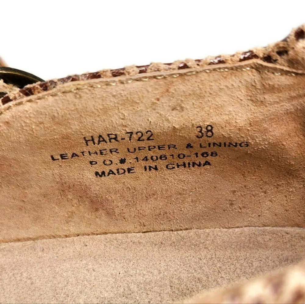 Alegria Harper Burnished Tan & Brown Textured Snake Print Mary-Jane Clog Loafers